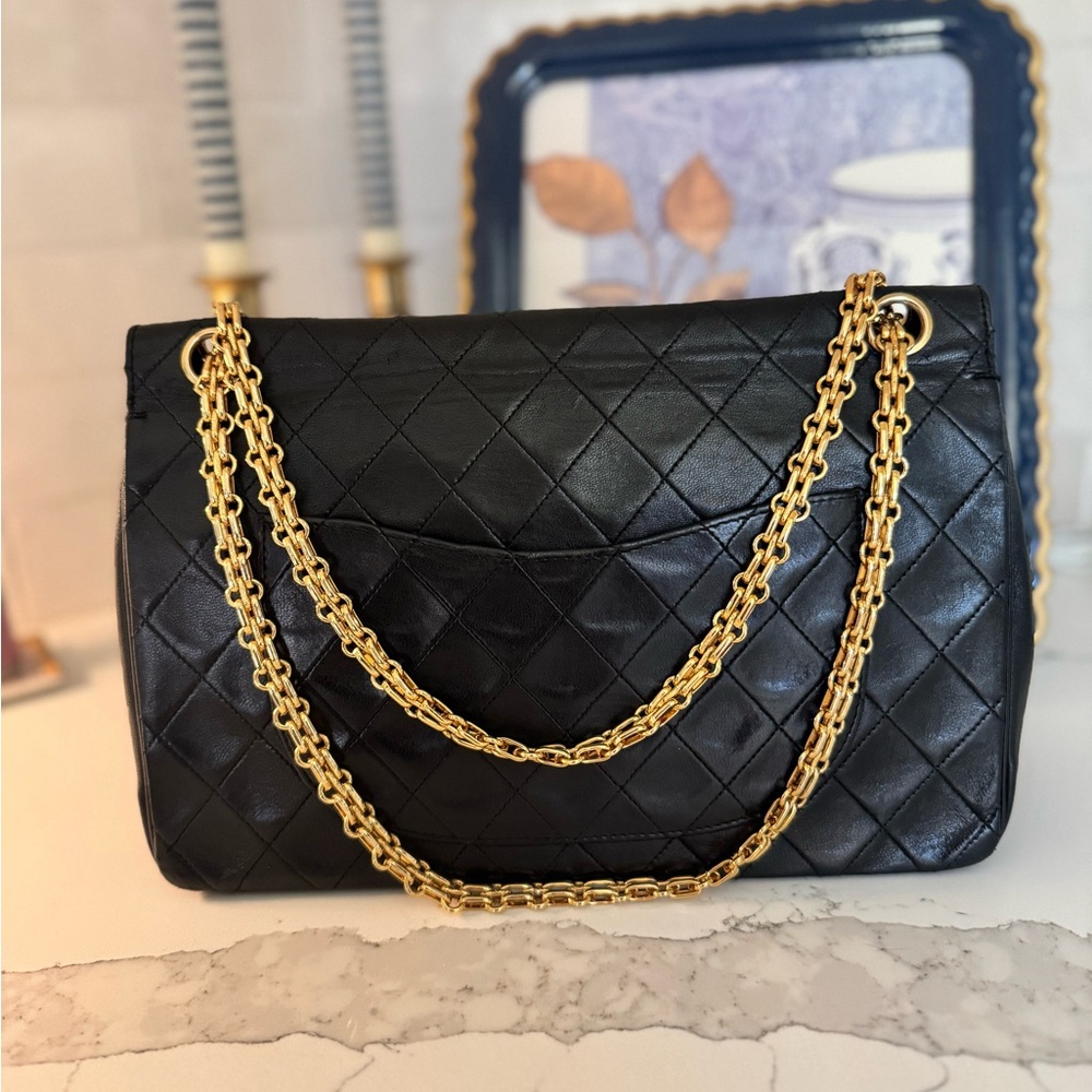 Beautiful Vintage Mademoiselle Chanel Medium Double Flap - Black Lambskin - Picture 11 of 16
